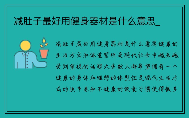 减肚子最好用健身器材是什么意思_